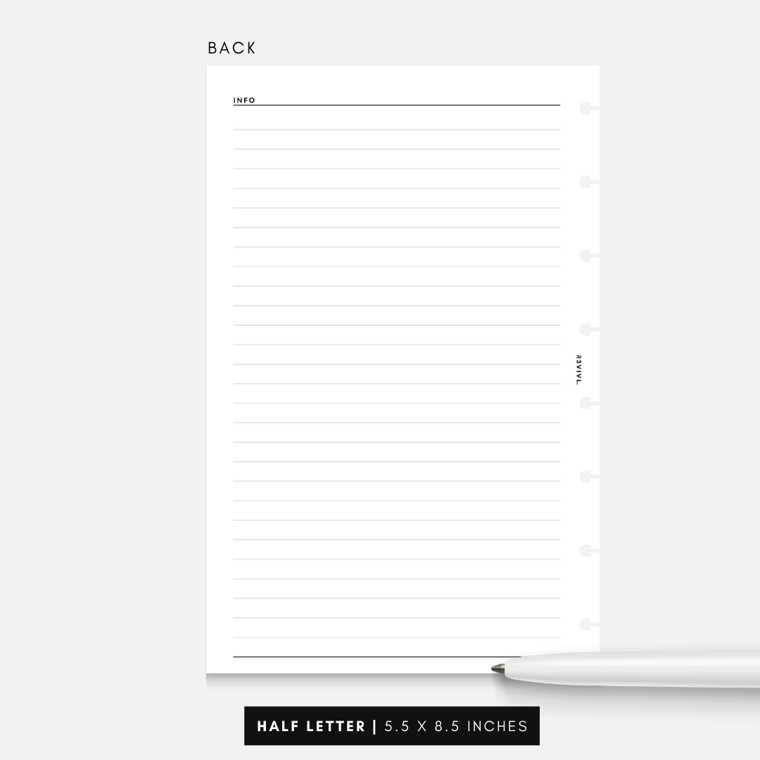 RSI11 - Lined Notes Planner Insert